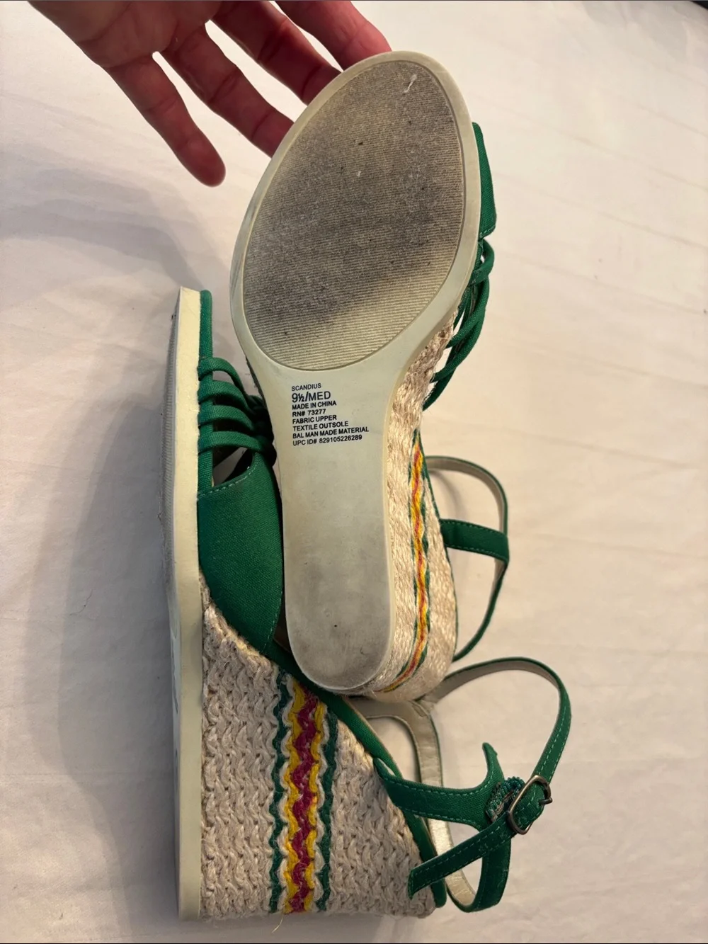 Vintage Candie's Green Strappy Ankle‑Strap Sandals, SZ 9